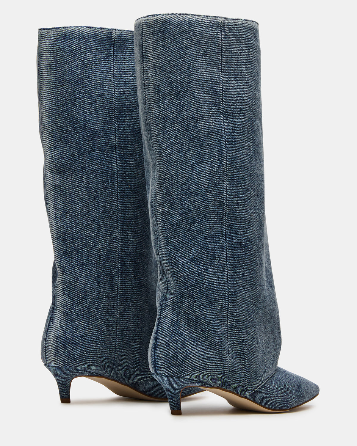 LUCA Denim Fabric Pointed-Toe Cuffed Kitten Heel Women's Boot | Steve Madden