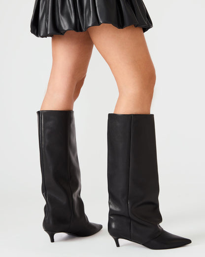 LUCA Denim Fabric Pointed-Toe Cuffed Kitten Heel Women's Boot | Steve Madden