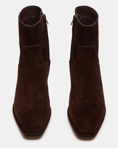 DEFINE Brown Suede Square-Toe Women's Ankle Boot | Steve Madden