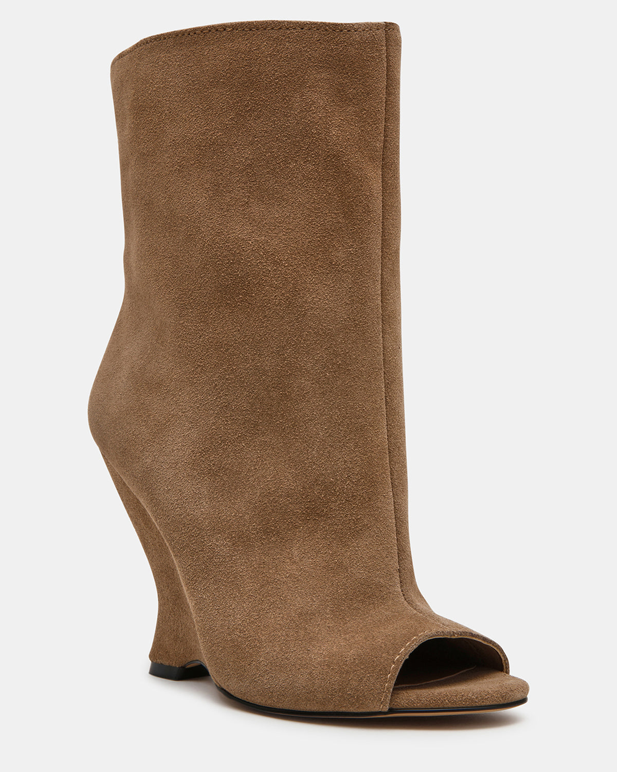 RYLIX Taupe Suede Wedge Peep-Toe Women's Ankle Boot | Steve Madden