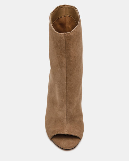 RYLIX Taupe Suede Wedge Peep-Toe Women's Ankle Boot | Steve Madden