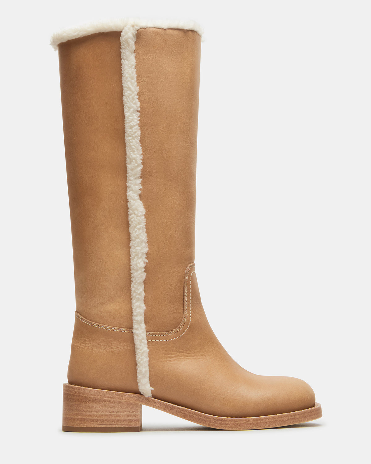 RIGGS Faux Fur Banana Leather Square-Toe Women's Boot | Steve Madden