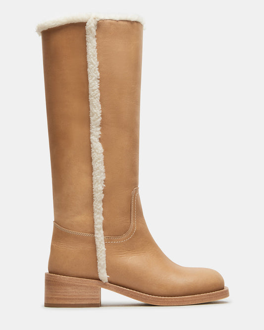RIGGS Faux Fur Banana Leather Square-Toe Women's Boot | Steve Madden