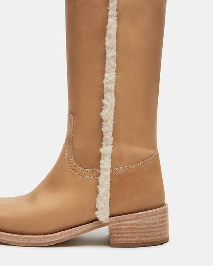 RIGGS Faux Fur Banana Leather Square-Toe Women's Boot | Steve Madden