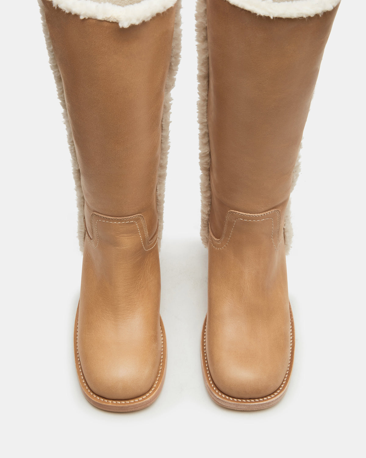 RIGGS Faux Fur Banana Leather Square-Toe Women's Boot | Steve Madden