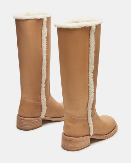 RIGGS Faux Fur Banana Leather Square-Toe Women's Boot | Steve Madden