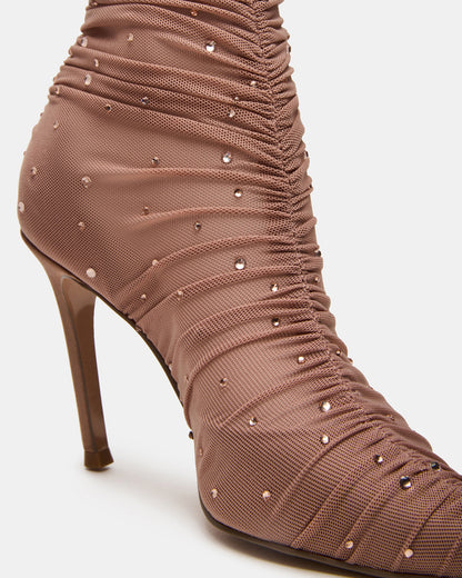 RASHIDA Blush Mesh Over-The-Knee Pointed-Toe Rhinestone Stiletto Heel Women's Boot | Steve Madden