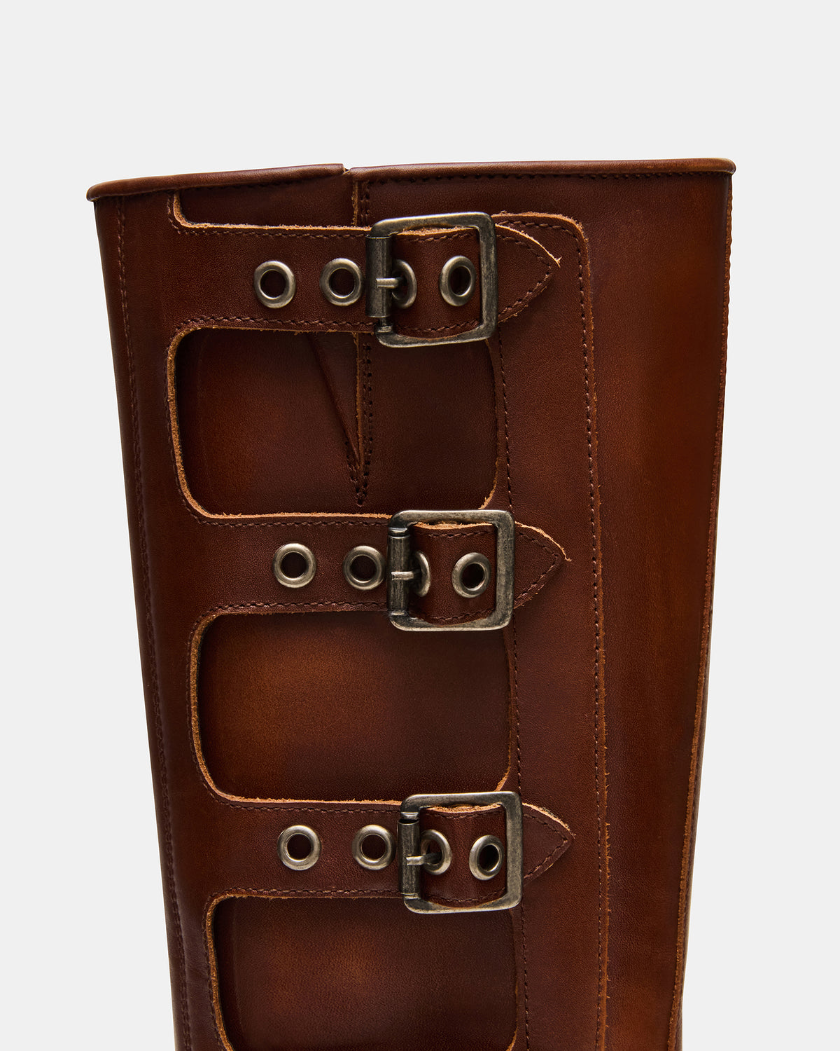 ROCKY Cognac Distressed Knee-High Moto Women's Boot | Steve Madden