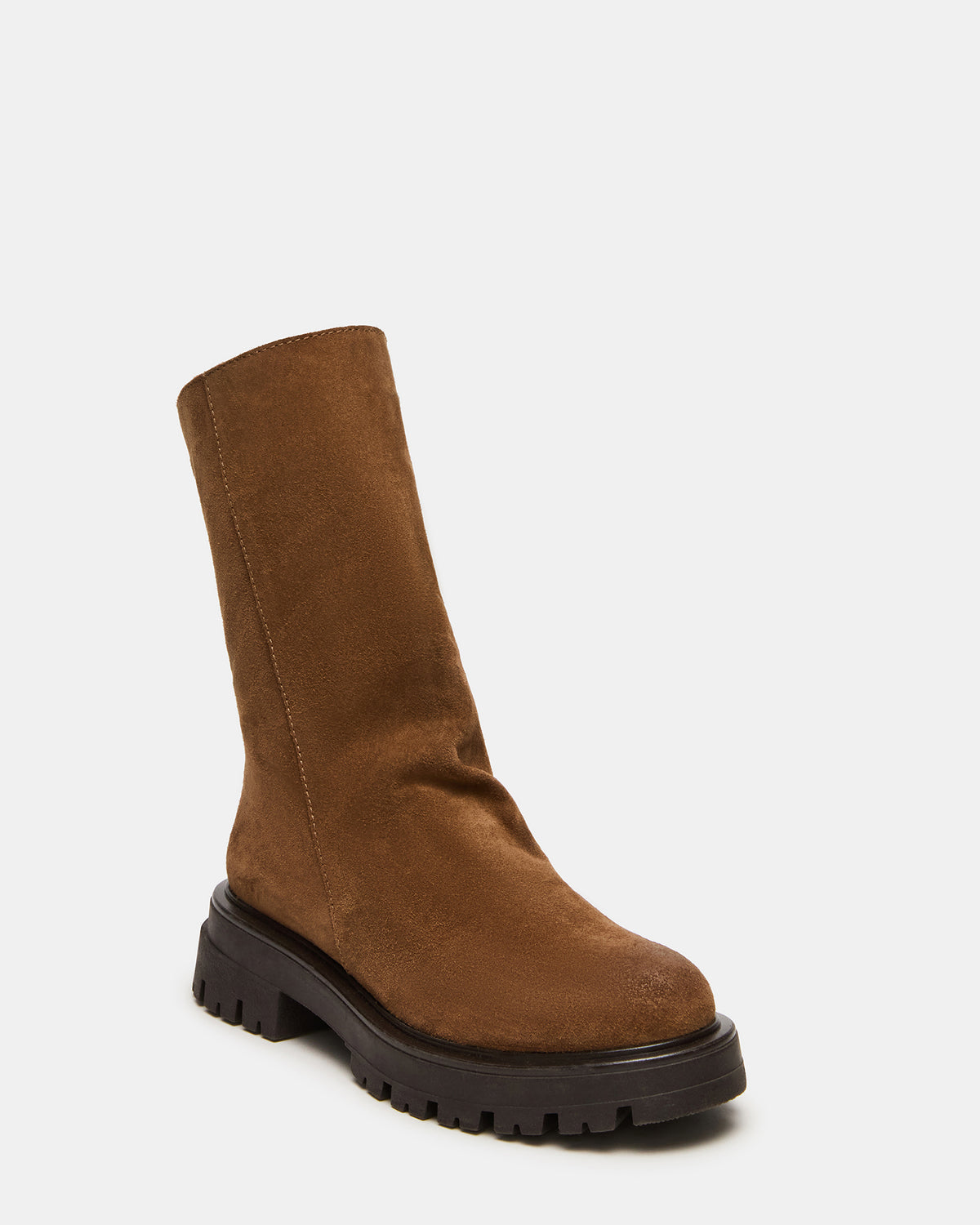 LAMI Dark Taupe Suede Lug Sole Women's Ankle Boot | Steve Madden