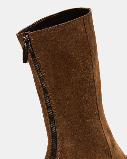 LAMI Dark Taupe Suede Lug Sole Women's Ankle Boot | Steve Madden