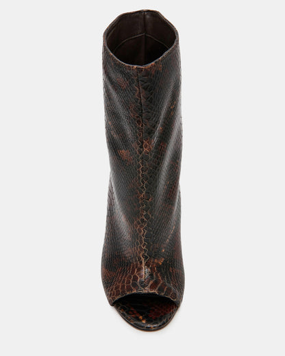 RYLIX Brown Snake Wedge Peep-Toe Women's Ankle Boot | Steve Madden