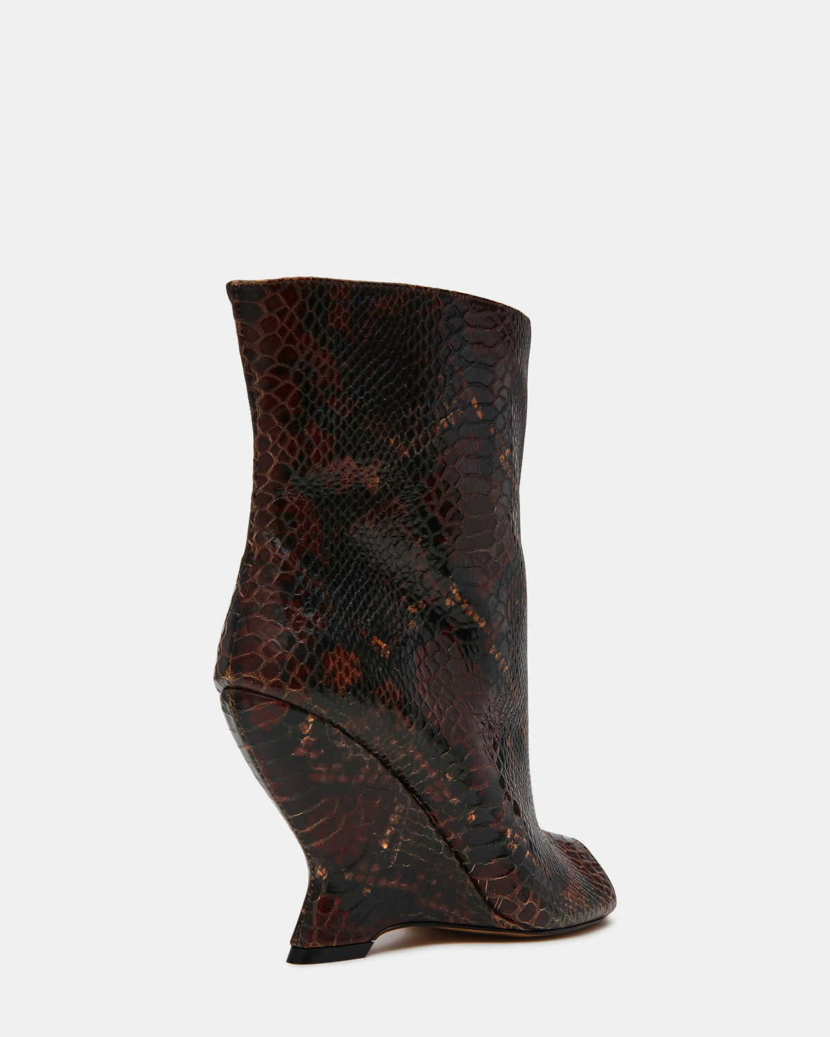 RYLIX Brown Snake Wedge Peep-Toe Women's Ankle Boot | Steve Madden
