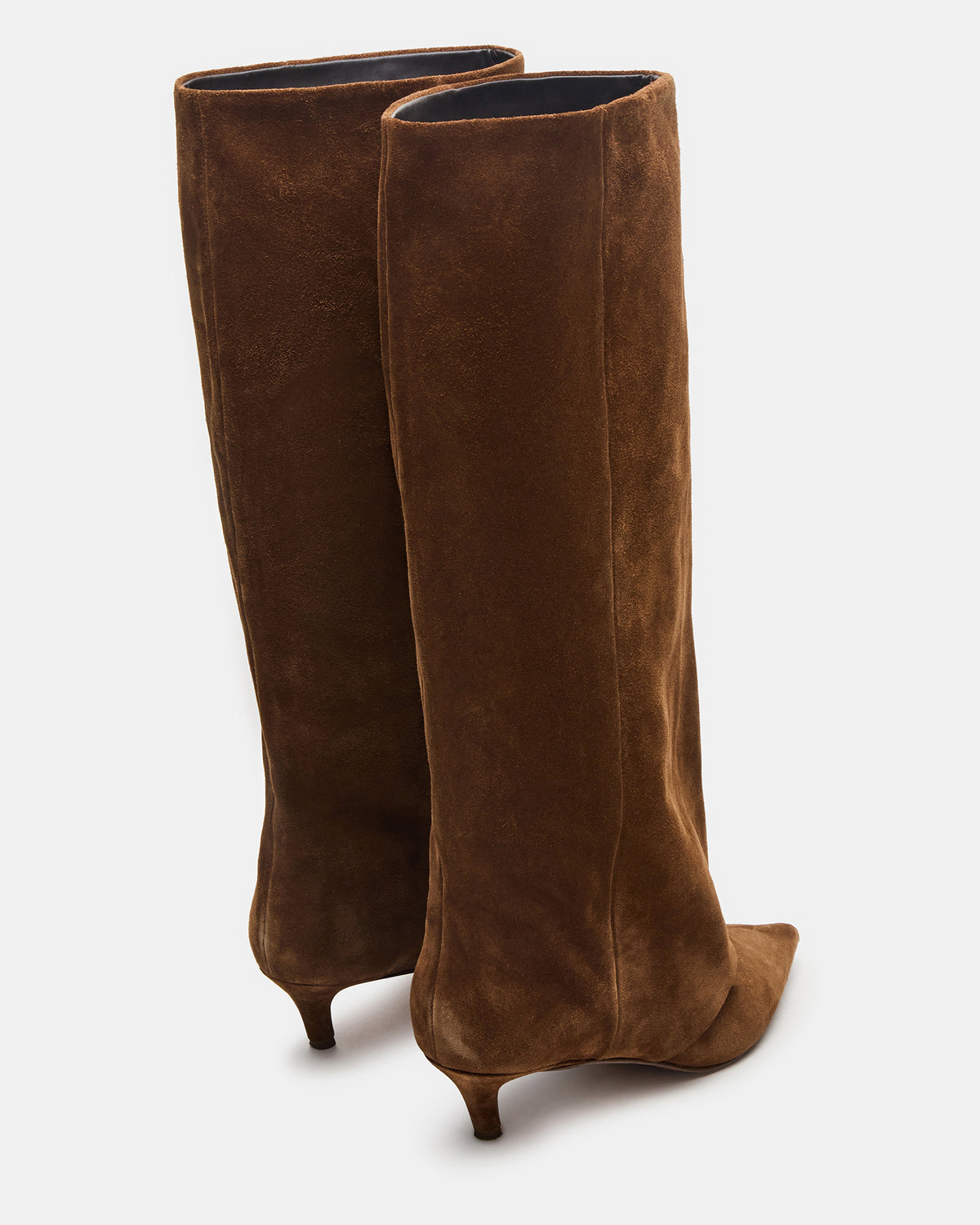 LUCA Chestnut Suede Pointed-Toe Cuffed Kitten Heel Women's Boot | Steve Madden