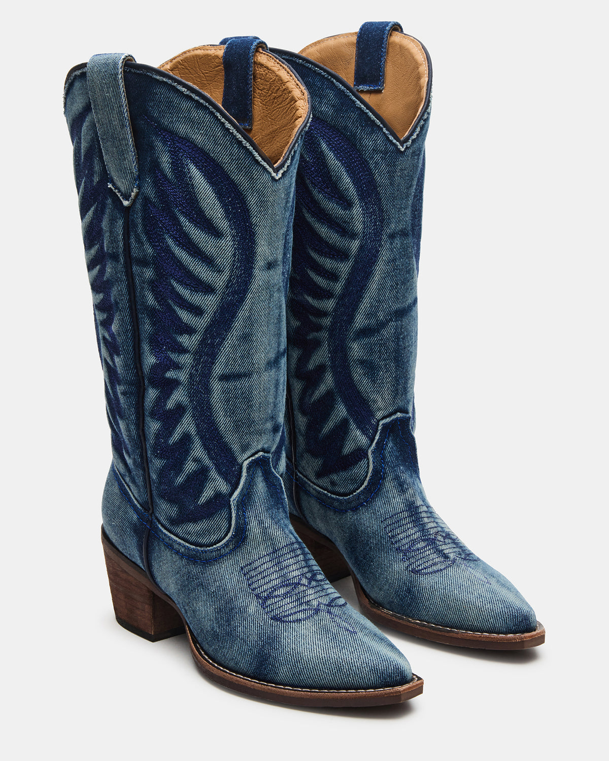 ALBANY Denim Fabric Wide Calf Pointed-Toe Women's Western Boot | Steve Madden