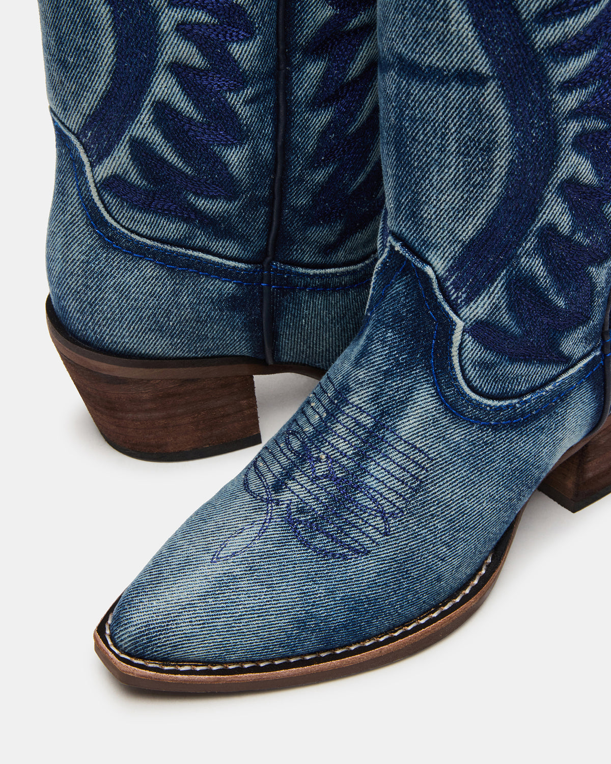 ALBANY Denim Fabric Wide Calf Pointed-Toe Women's Western Boot | Steve Madden