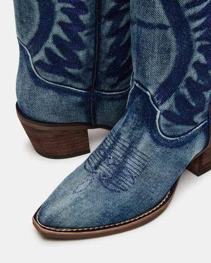 ALBANY Denim Fabric Wide Calf Pointed-Toe Women's Western Boot | Steve Madden