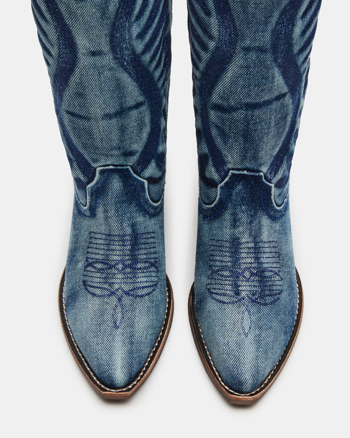 ALBANY Denim Fabric Wide Calf Pointed-Toe Women's Western Boot | Steve Madden