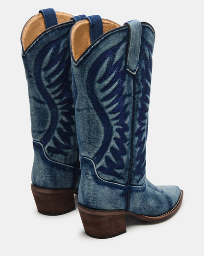ALBANY Denim Fabric Wide Calf Pointed-Toe Women's Western Boot | Steve Madden