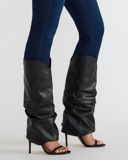 RAVINE Denim Rhinestones Knee-High Cuffed Stiletto Heel Women's Boot | Steve Madden