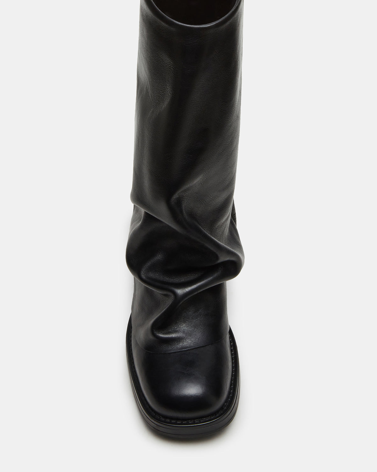 BENTON Black Leather Women's Cuffed Moto Boot | Steve Madden