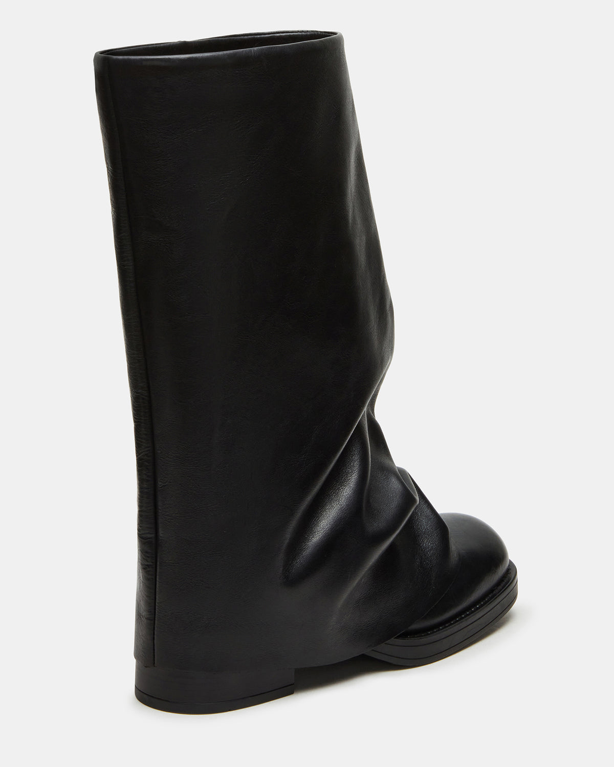 BENTON Black Leather Women's Cuffed Moto Boot | Steve Madden