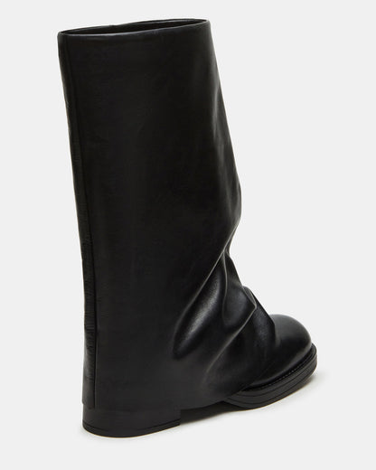 BENTON Black Leather Women's Cuffed Moto Boot | Steve Madden