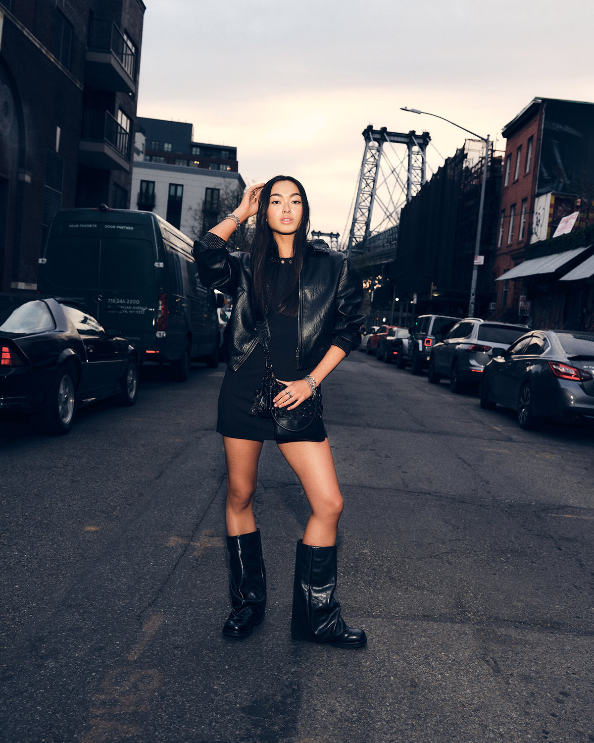 BENTON Black Leather Women's Cuffed Moto Boot | Steve Madden