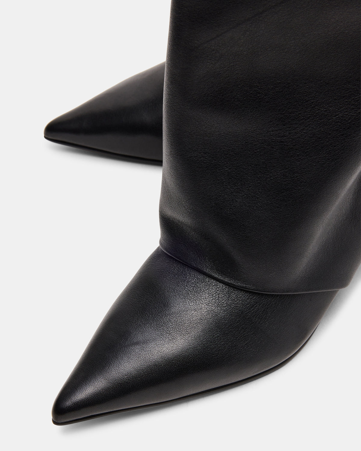 LUCA Black Leather Pointed-Toe Cuffed Kitten Heel Women's Boot | Steve Madden