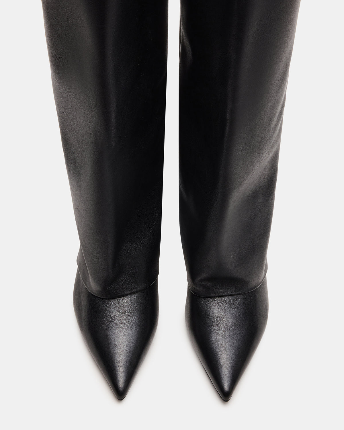 LUCA Black Leather Pointed-Toe Cuffed Kitten Heel Women's Boot | Steve Madden