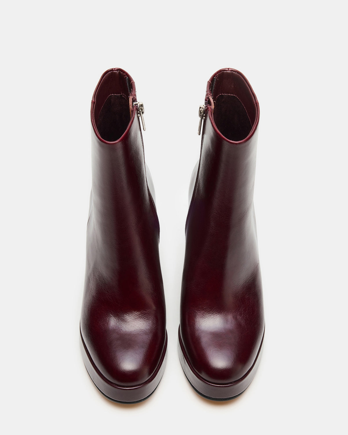 TYRA Burgundy Leather Platform Block Heel Women's Ankle Boot | Steve Madden