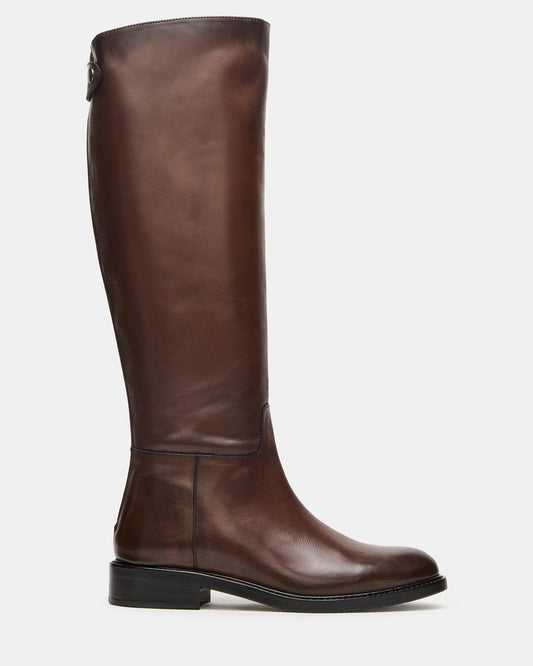 BEREN Brown Leather Knee-High Women's Riding Boot | Steve Madden