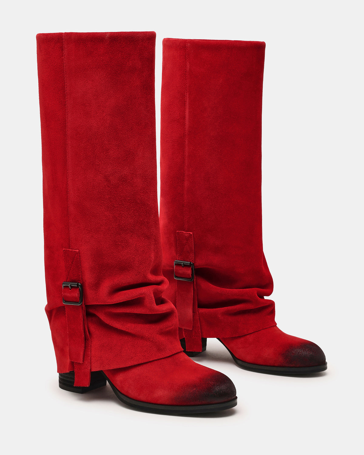 BOZEMAN Red Suede Knee-High Fold-Over Cuffed Women's Boot | Steve Madden