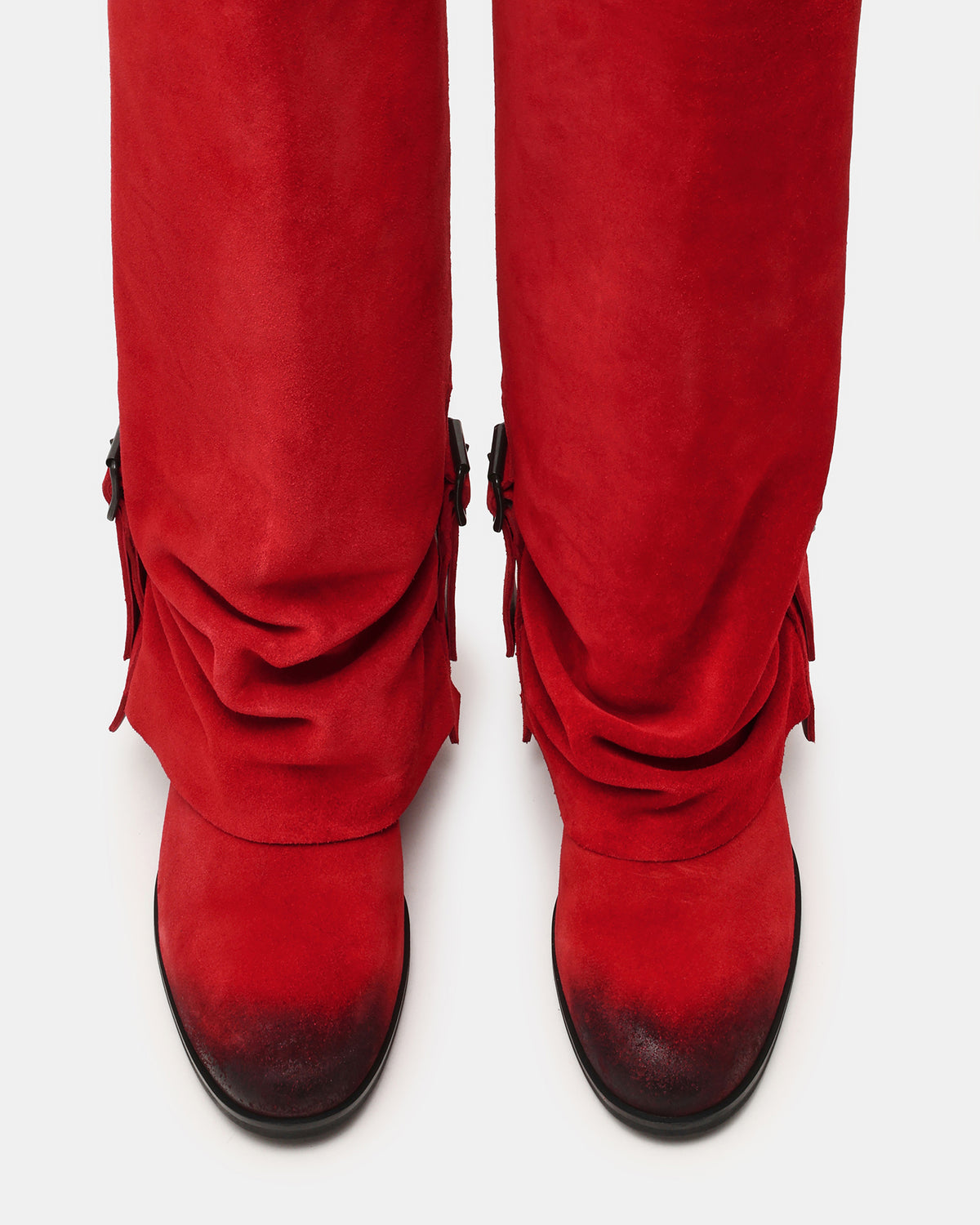 BOZEMAN Red Suede Knee-High Fold-Over Cuffed Women's Boot | Steve Madden