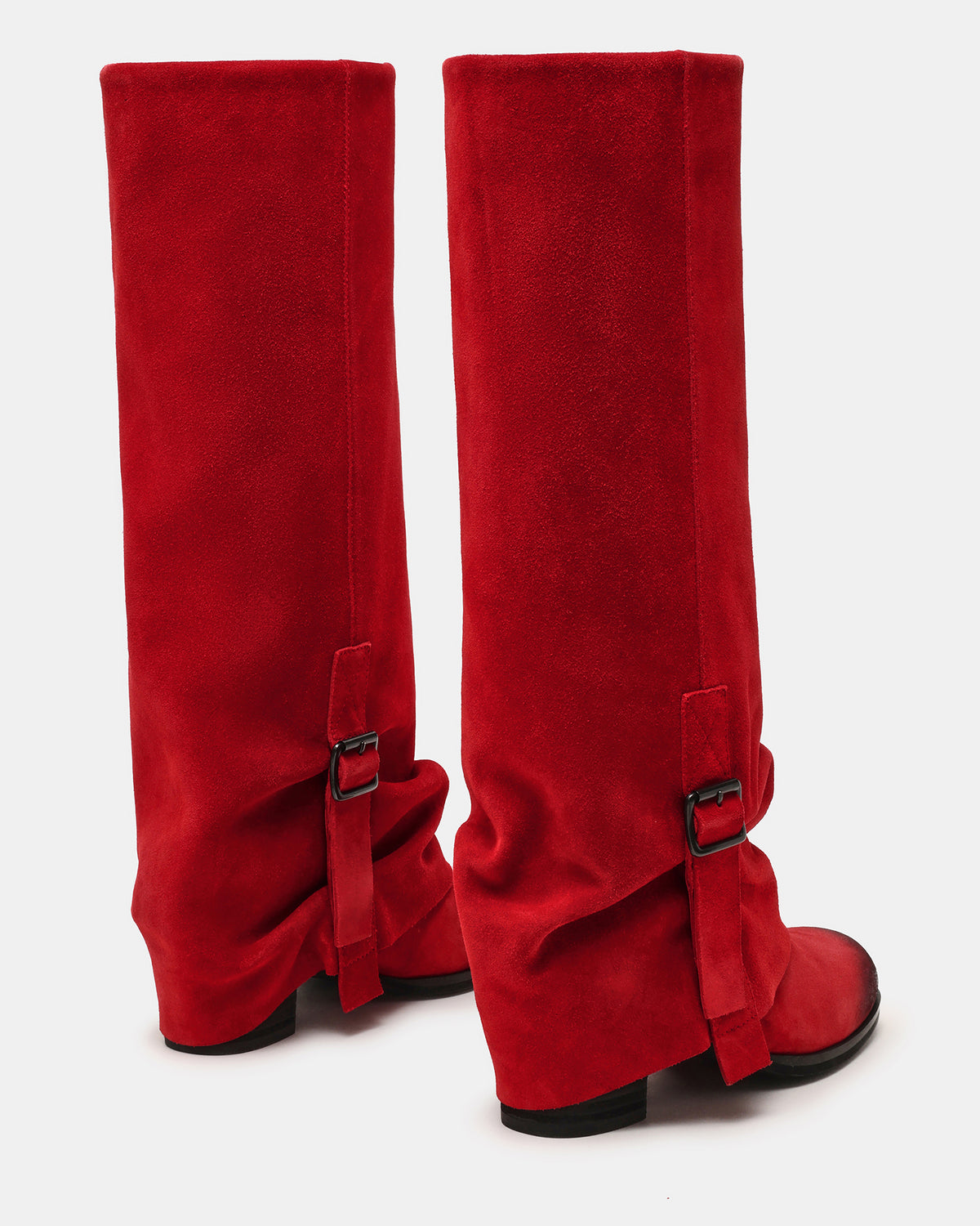 BOZEMAN Red Suede Knee-High Fold-Over Cuffed Women's Boot | Steve Madden