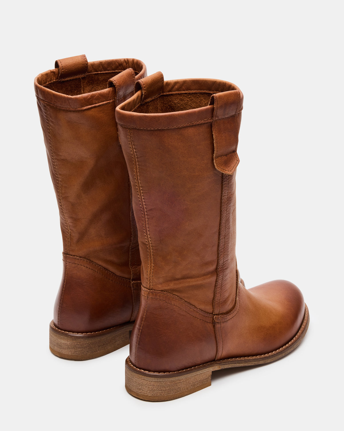RUBEN Cognac Leather Rounded Toe Women's Boot | Steve Madden