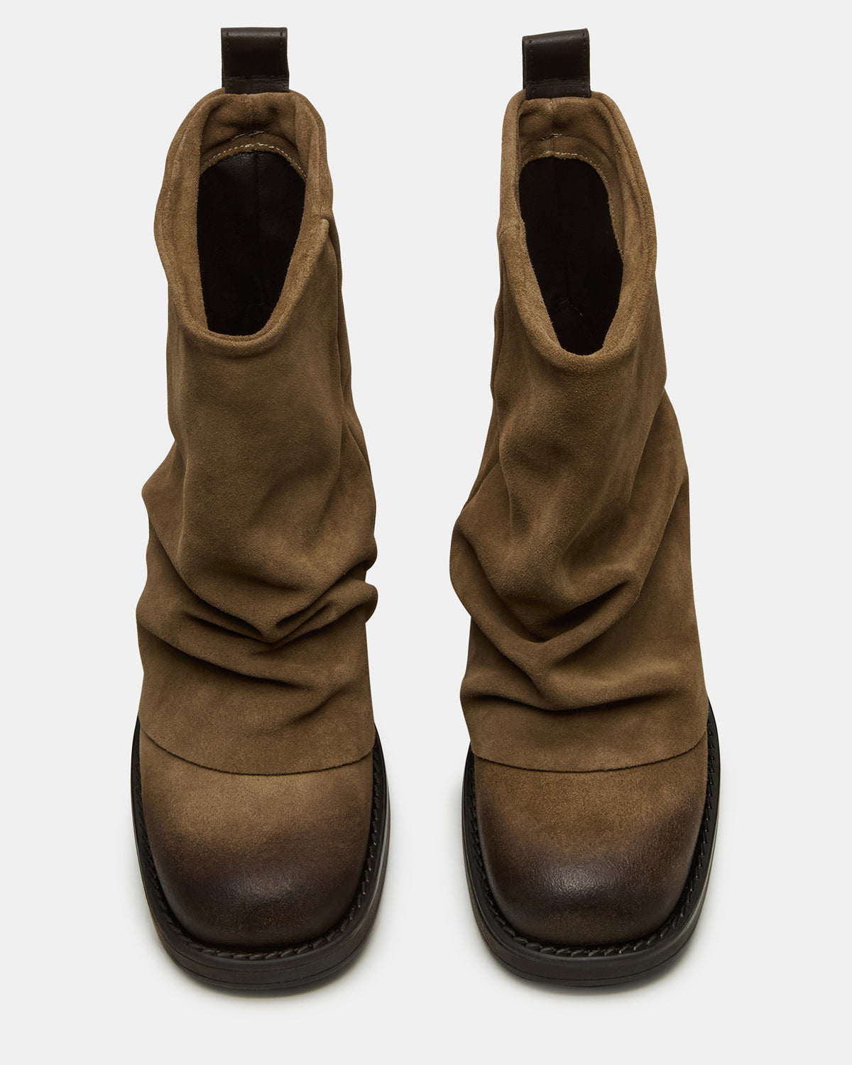 BENJI Taupe Suede Cuffed Fold-Over Moto Buckle Women's Ankle Boot | Steve Madden