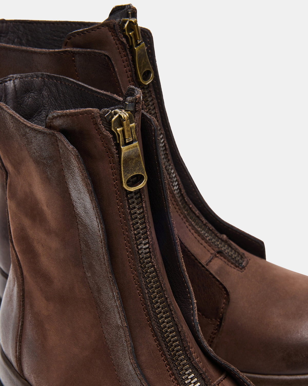 MILTON Brown Leather Moto Women's Ankle Boot | Steve Madden