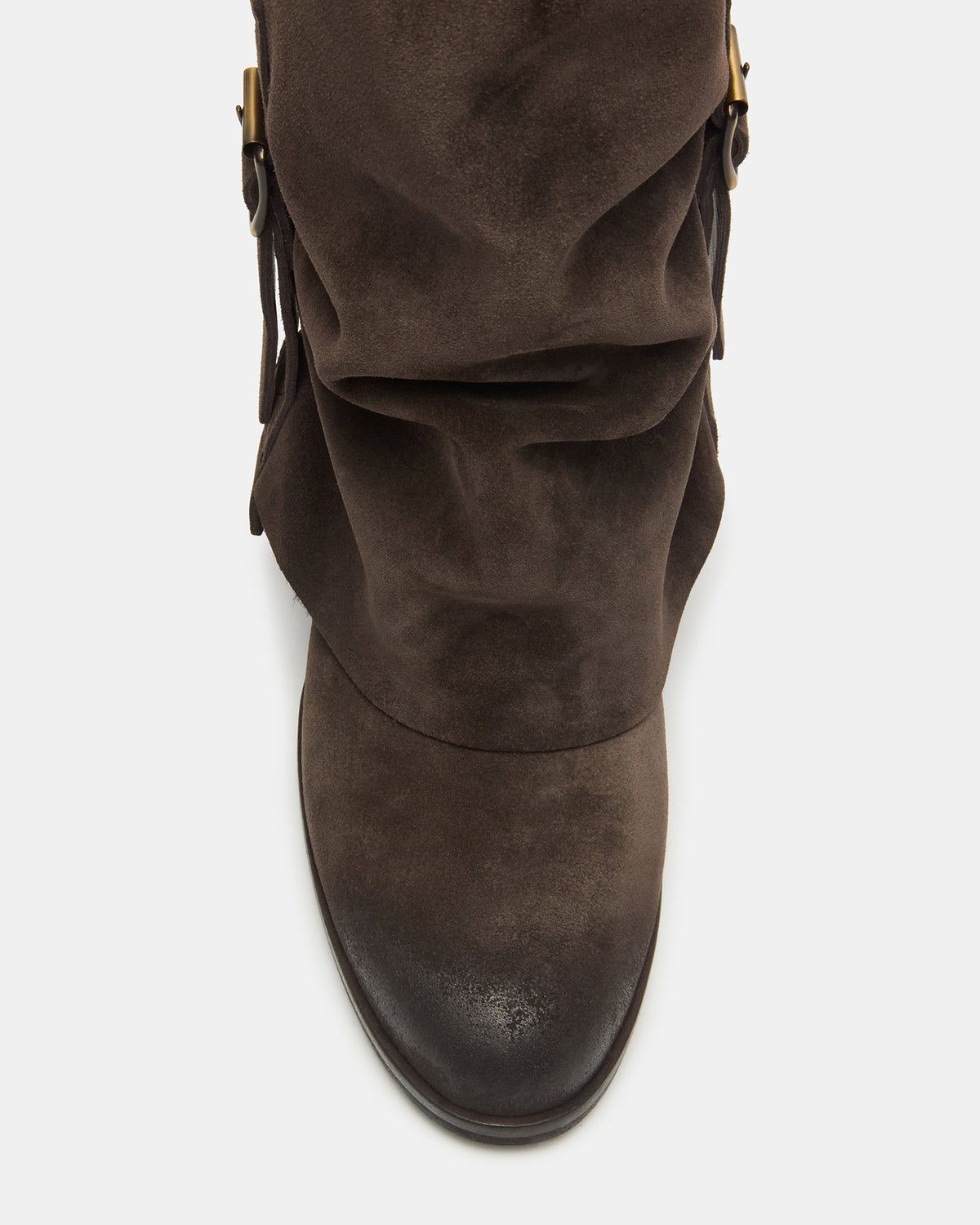 BOZEMAN Dark Taupe Suede Knee-High Fold-Over Cuffed Women's Boot | Steve Madden