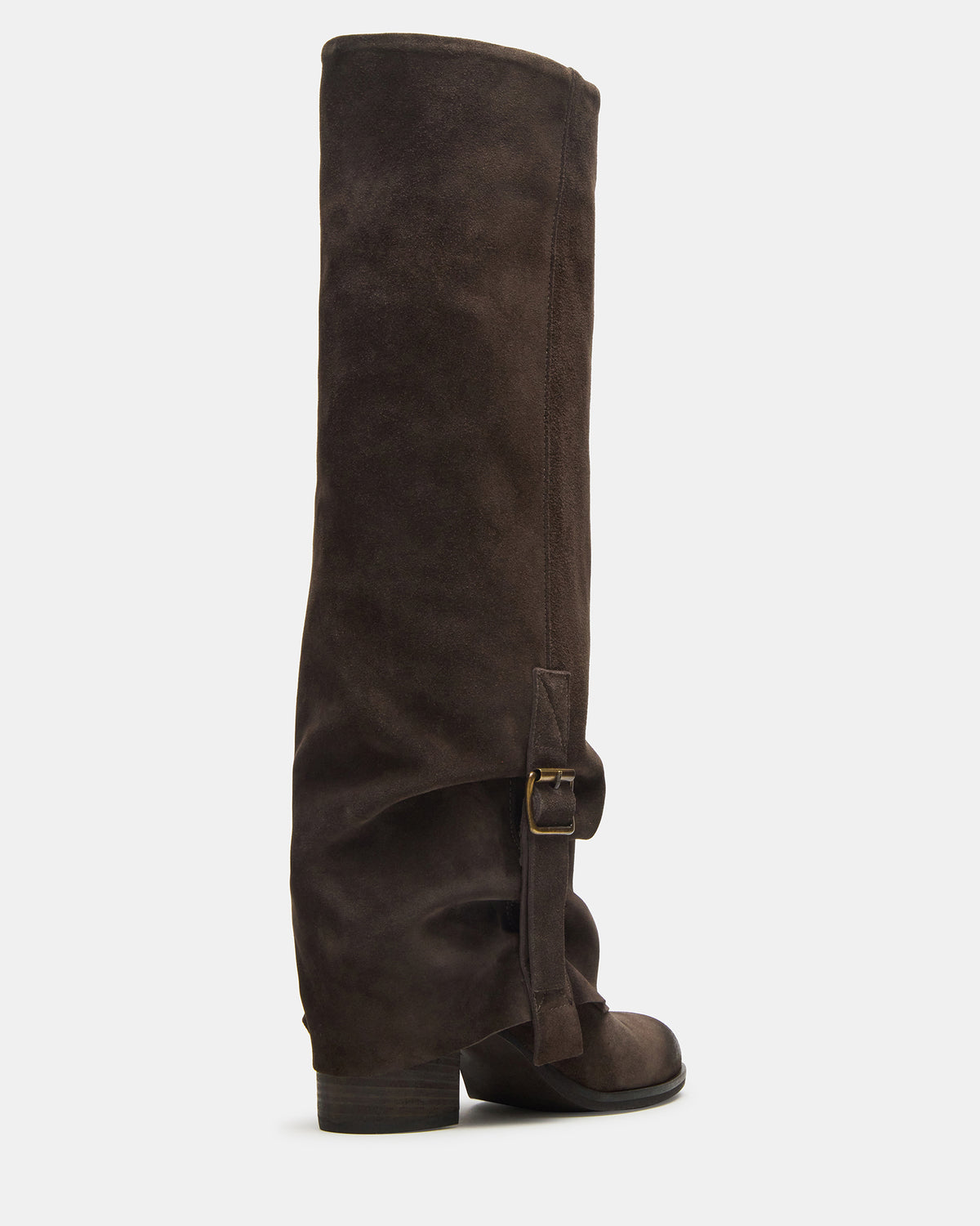 BOZEMAN Dark Taupe Suede Knee-High Fold-Over Cuffed Women's Boot | Steve Madden