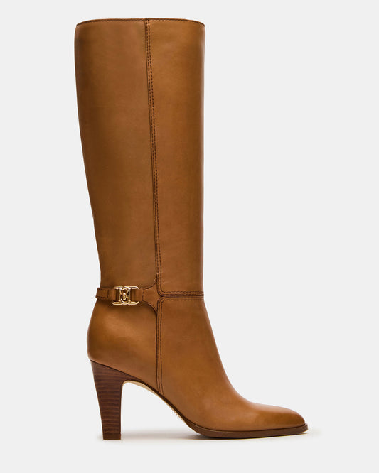 RHETT Tan Leather Knee-High Heeled Women's Boot | Steve Madden