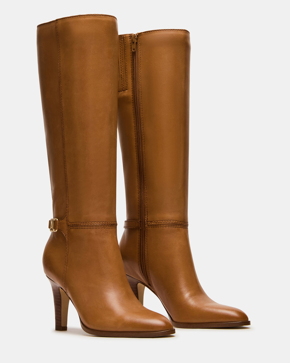 RHETT Tan Leather Knee-High Heeled Women's Boot | Steve Madden