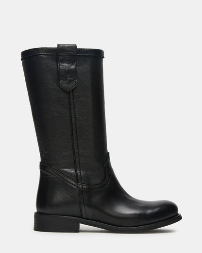 RUBEN Black Leather Rounded Toe Women's Boot | Steve Madden