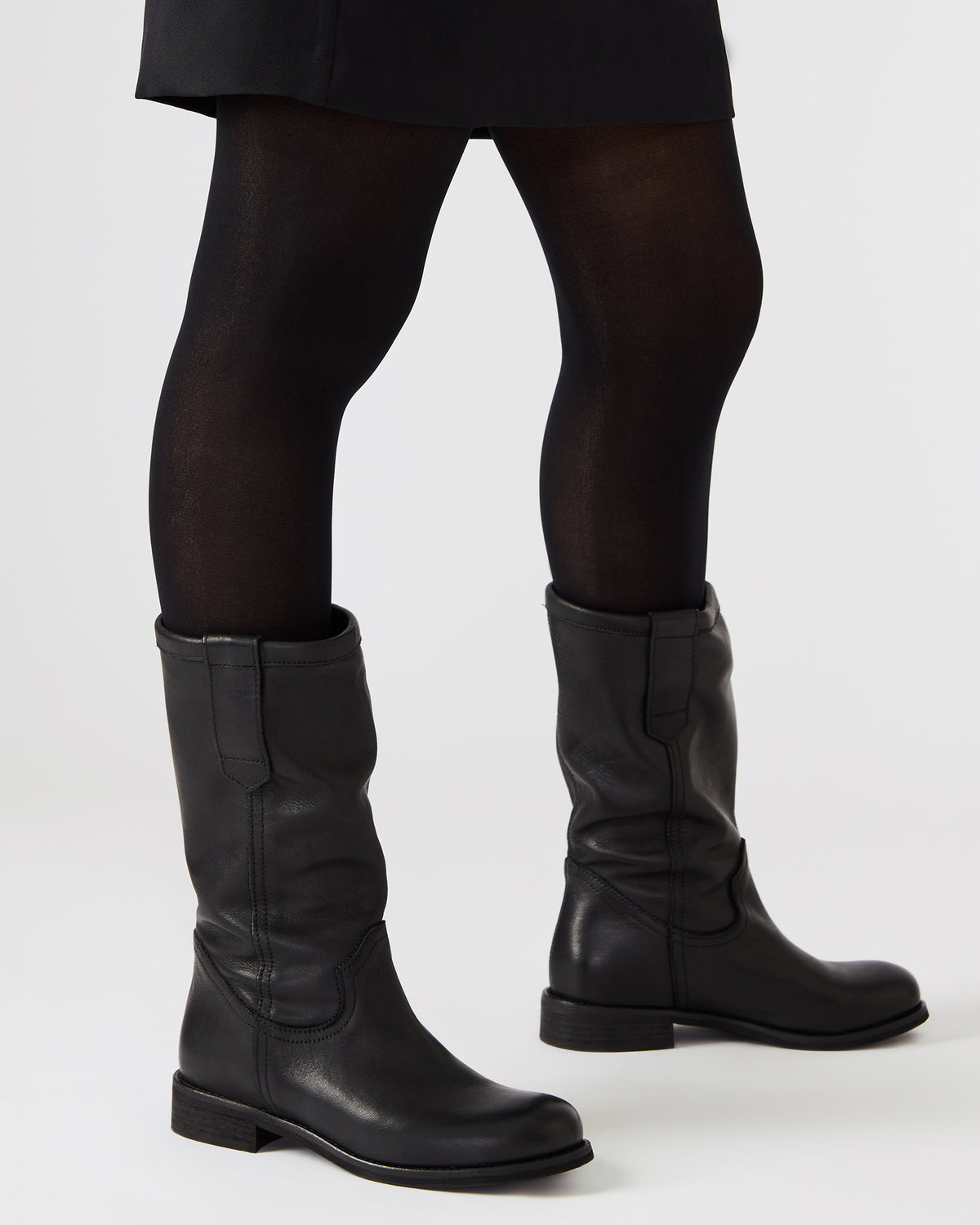 RUBEN Black Leather Rounded Toe Women's Boot | Steve Madden