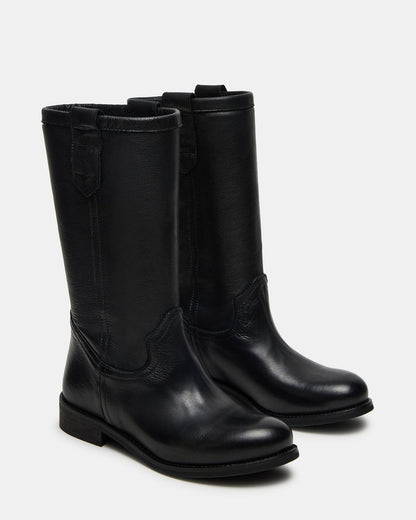 RUBEN Black Leather Rounded Toe Women's Boot | Steve Madden