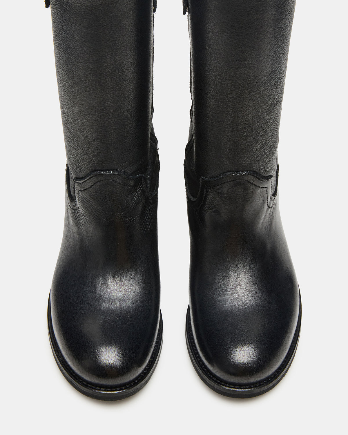 RUBEN Black Leather Rounded Toe Women's Boot | Steve Madden