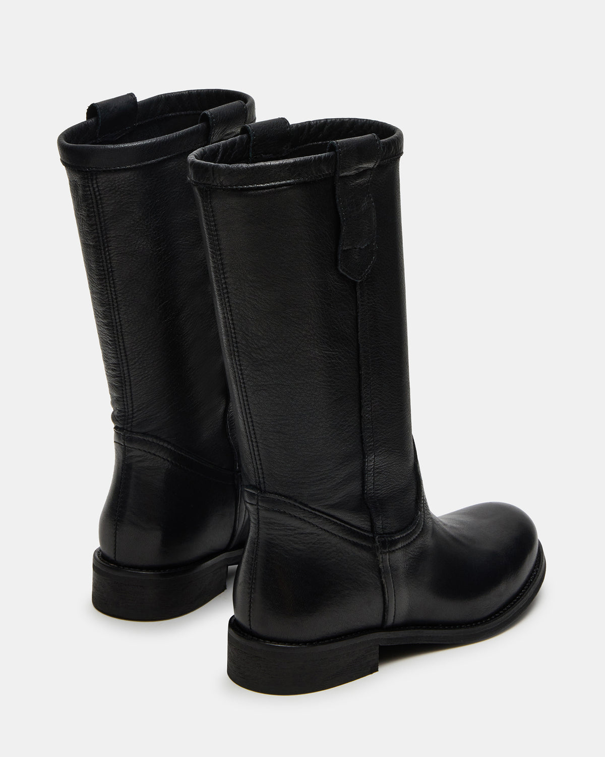 RUBEN Black Leather Rounded Toe Women's Boot | Steve Madden