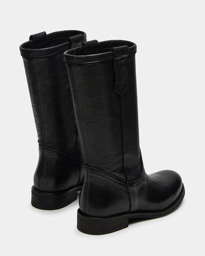 RUBEN Black Leather Rounded Toe Women's Boot | Steve Madden