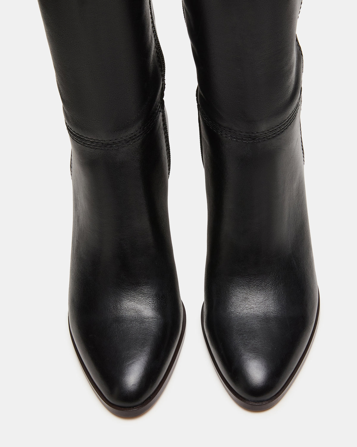 RHETT Black Leather Knee-High Heeled Women's Boot | Steve Madden