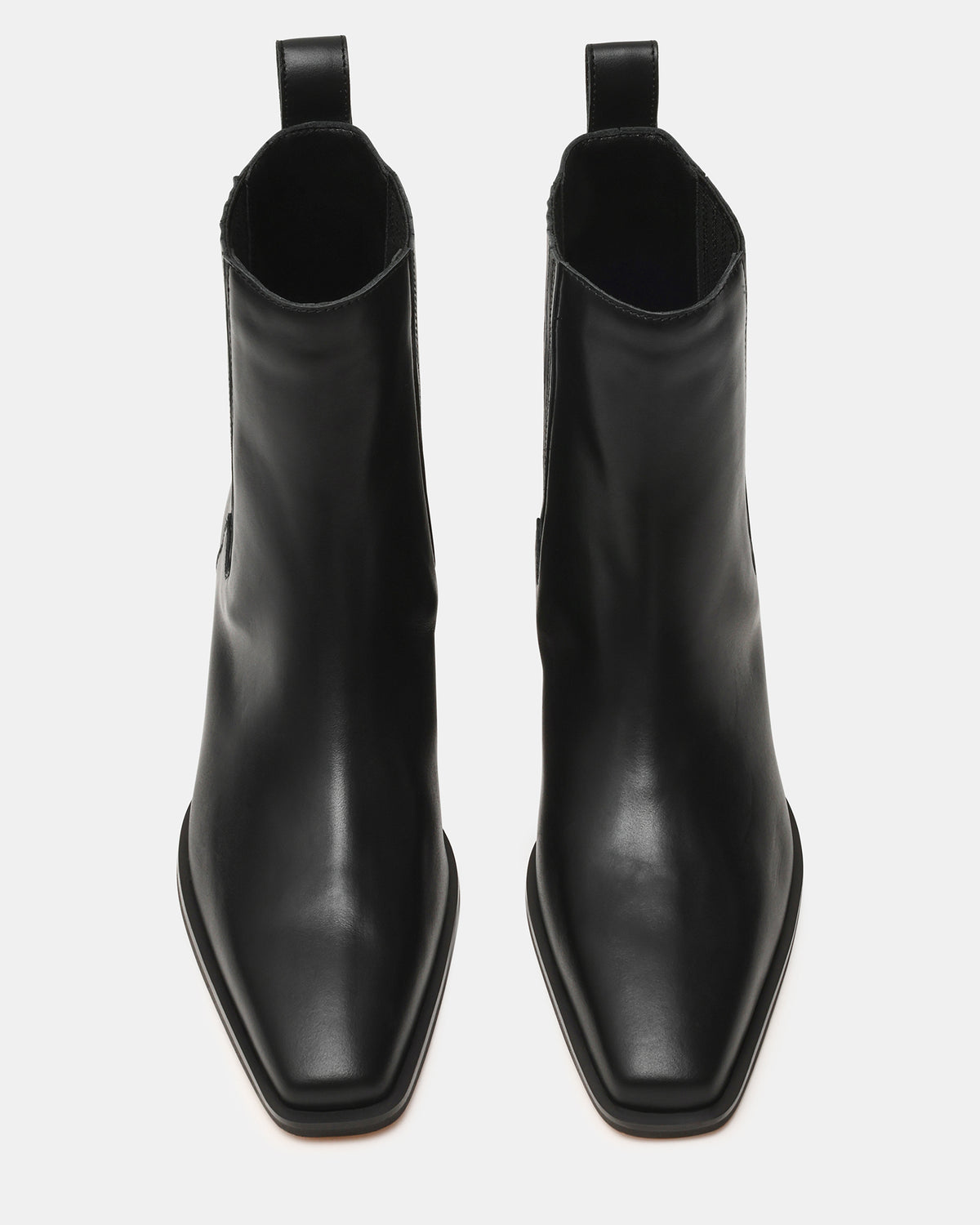 DARSEN Black Leather Square-Toe Block Heel Women's Ankle Boot | Steve Madden