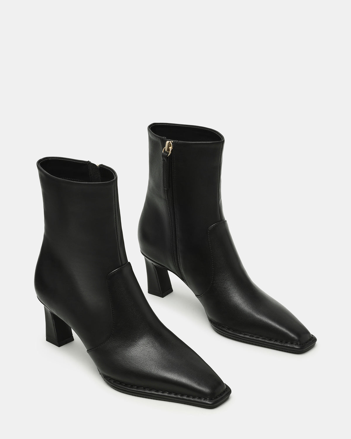 FARE Black Leather Square Toe Women's Ankle Boot | Steve Madden